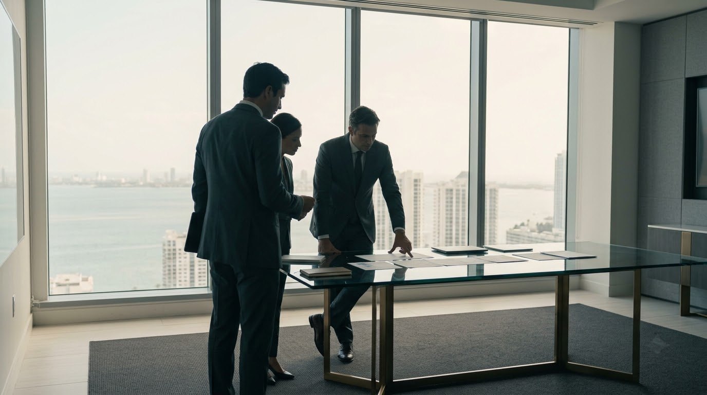 Professionals in discussion at a conference table