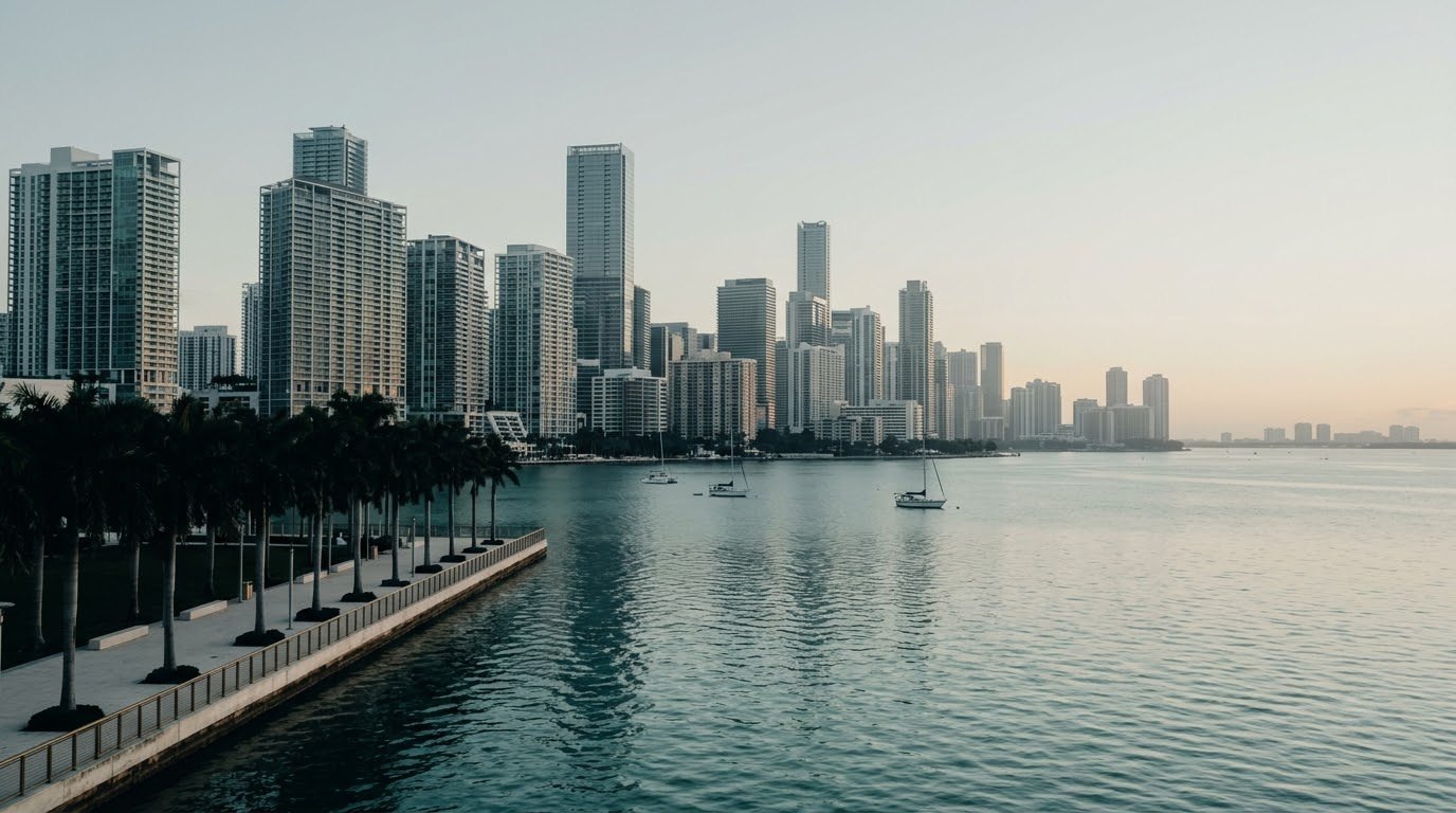 Miami skyline across Biscayne Bay